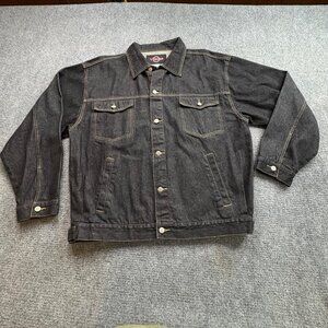 VTG Vibes Jean Jacket Mens XXL Black Trucker Y2K 90s Baggy Streetwear Hip Grunge